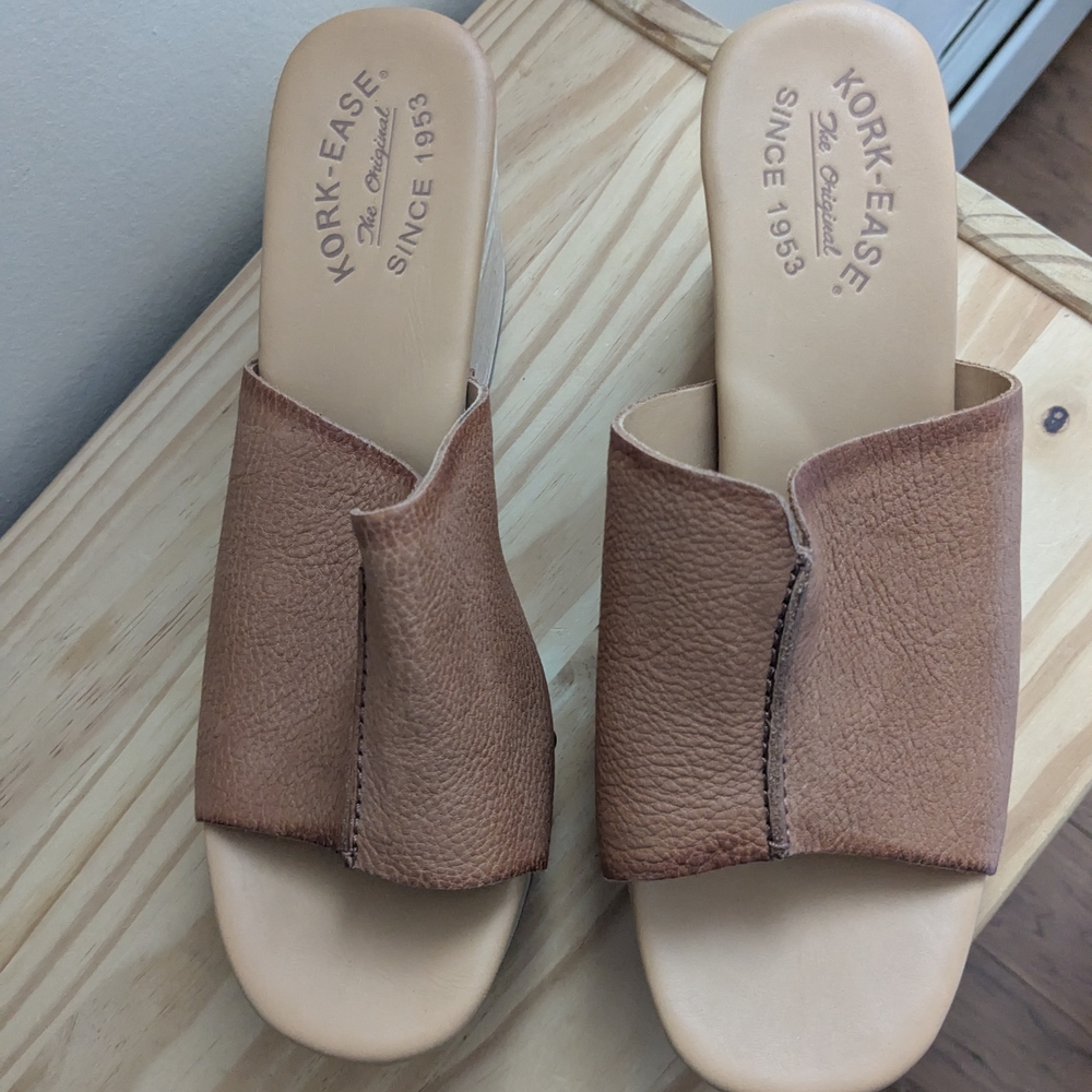 Kork-Ease Women's Tan Leather Slide Sandals